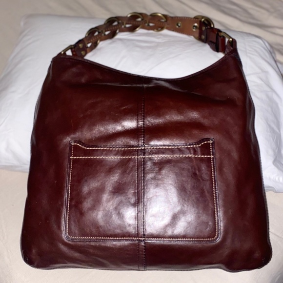 Vintage 2007 Bleecker Elisa Walnut Whipstitch Script Very Rare Coin Fob +Pouch - Picture 3 of 13